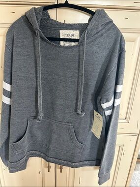 Trade Heritage Charcoal Grey Stripe Sleeve Hoodie - Large